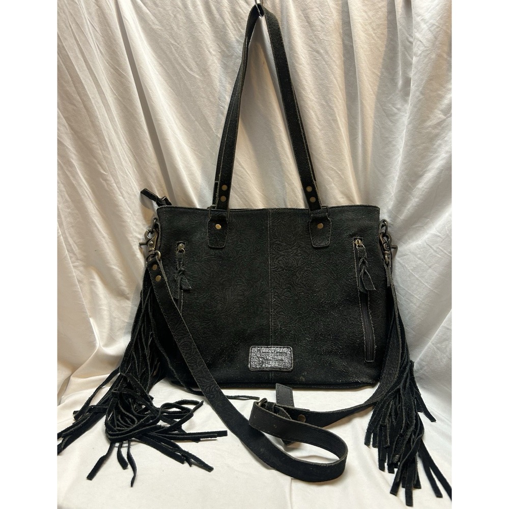 American Darling Black Leather Fringe Purse Western Boho Hippie